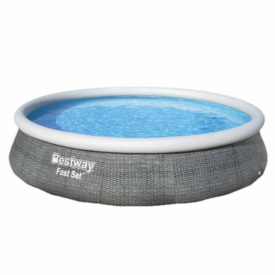 Poza cu Piscina rotunda cu inel Bestway Fast Set 396x84 cm, 7 in 1, toate accesoriile incluse