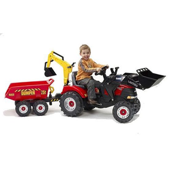 Poza cu Tractor Falk Rosu cu Cupa si Remorca