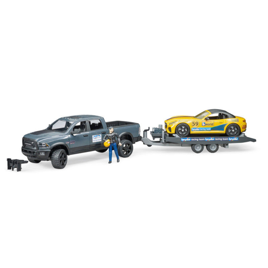 Poza cu Bruder RAM 2500 Power Wagon cu remorcă pentru transport auto 02504