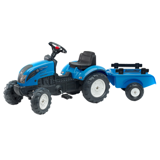 Poza cu Tractor cu pedale pentru copii, Falk, Landini cu remorca, albastru
