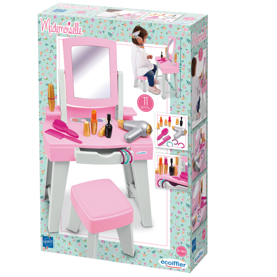 Poza cu Masuta cosmetica cu scaunel, My Very First Beauty Table Ecoiffier, cu uscator de par si 11 accesorii, 1809