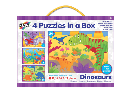 Poza cu Set 4 puzzle-uri Dinozauri 12, 16, 20, 24 piese Galt