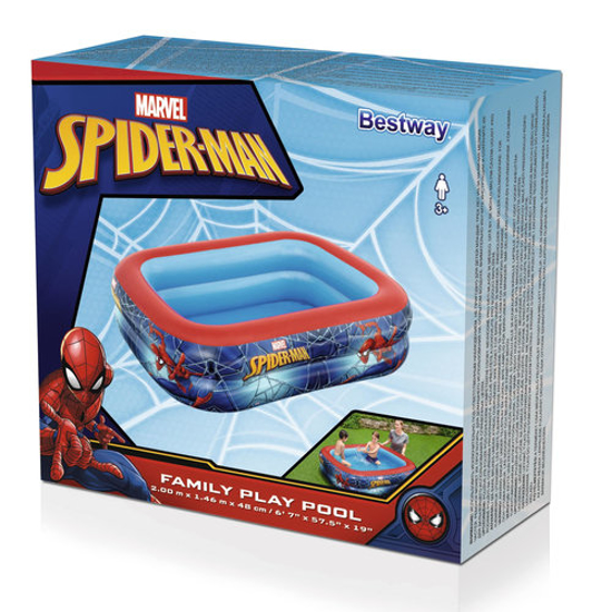Poza cu Piscina copii gonflabila 98011 de familie, Bestway, Dreptunghiular, Model Spider-Man, 2.00 m x 1.46 m x 48 cm, Multicolor