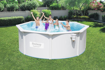 Poza cu Set piscina cu perete din otel Bestway Hydrium™ cu sistem de filtrare cu nisip, 300 x 120 cm, gri granit, rotund, 56566