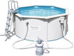 Poza cu Set piscina cu perete din otel Bestway Hydrium™ cu sistem de filtrare cu nisip, 300 x 120 cm, gri granit, rotund, 56566