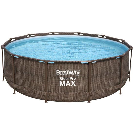 Poza cu Piscina Bestway Steel Max Pro 3.66 m cu cadru metalic, scara si pompa de filtrare incluse, cadru din otel, maro