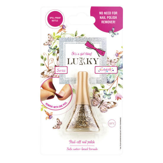Poza cu Oja pentru copii Lukky cu confetii Gold LKYT14134