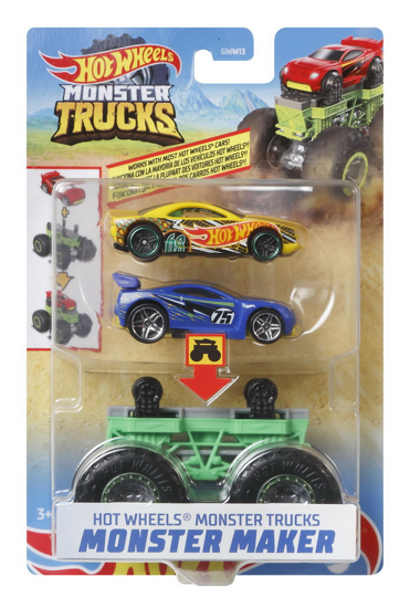 Poza cu HOT WHEELS MONSTER TRUCK CU MASINUTE ALBASTRU SI GALBEN