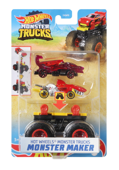Poza cu HOT WHEELS MONSTER TRUCK CU MASINUTE NEAGRU SI ROSU