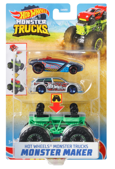 Poza cu HOT WHEELS MONSTER TRUCK CU MASINUTE GRI SI ALBASTRU