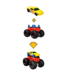 Poza cu HOT WHEELS MONSTER TRUCK CU MASINUTE GALBEN SI ALBASTRU