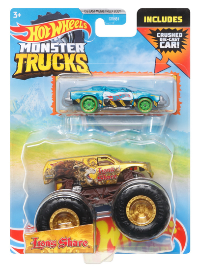 Poza cu HOT WHEELS MONSTER TRUCK SI MASINUTA METALICA LION'S SHARE