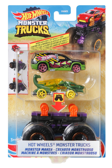 Poza cu HOT WHEELS MONSTER TRUCK CU MASINUTE VERDE SI NEGRU