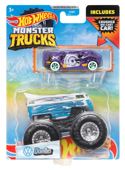 Poza cu HOT WHEELS MONSTER TRUCK SI MASINUTA METALICA DRAGBUS