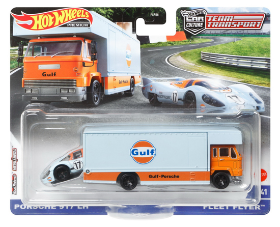 Poza cu HOT WHEELS TRANSPORTATOR FLEET FLYER CU MASINUTA PORSCHE 917 EH SCARA 1:64