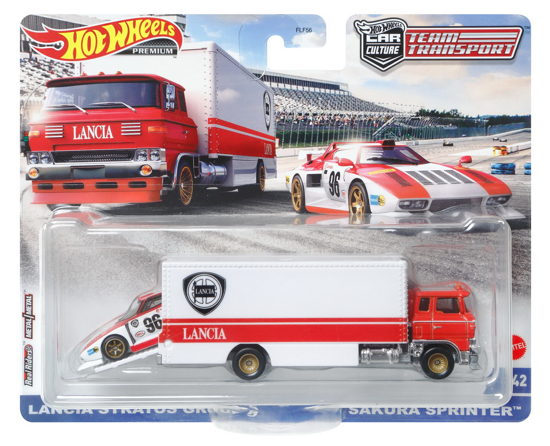 Poza cu HOT WHEELS TRANSPORTATOR LANCIA STRATOS CU MASINUTA SAKURA SPRINTER SCARA 1:64