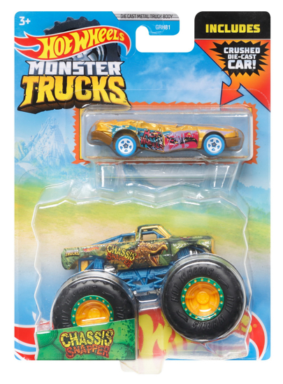 Poza cu HOT WHEELS MONSTER TRUCK SI MASINUTA METALICA CHASSIS SNAPPER