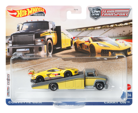 Poza cu HOT WHEELS TRANSPORTATOR CARRY ON CU MASINUTA CORVETTE C8.R SCARA 1:64