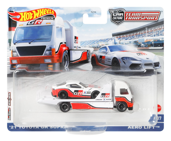 Poza cu HOT WHEELS TRANSPORTATOR AERO LIFT CU MASINUTA TOYOTA 21' GR SUPRA SCARA 1:64