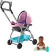 Poza cu SET BARBIE SKIPPER BABYSITTERS CARUCIOR ROZ CU BEBELUS