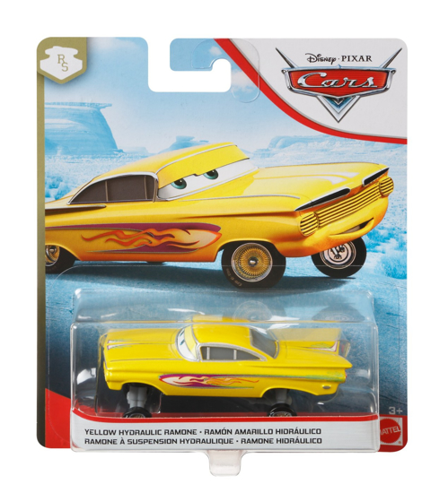 Poza cu MASINUTA METALICA CARS3 PERSONAJUL RAMONE GALBEN CU SUSPENSIE HIDRAULICA