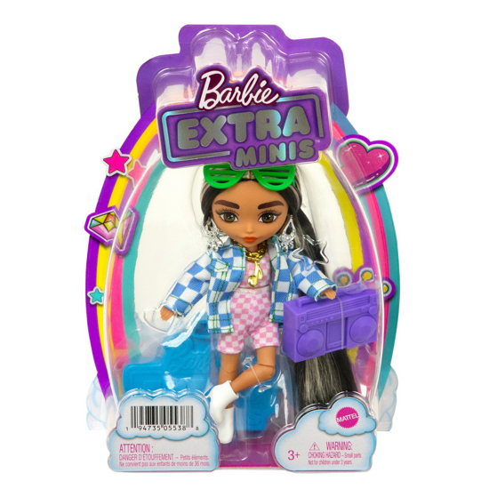 Poza cu BARBIE PAPUSA BARBIE EXTRA MINI BRUNETA CU SUVITE BLONDE