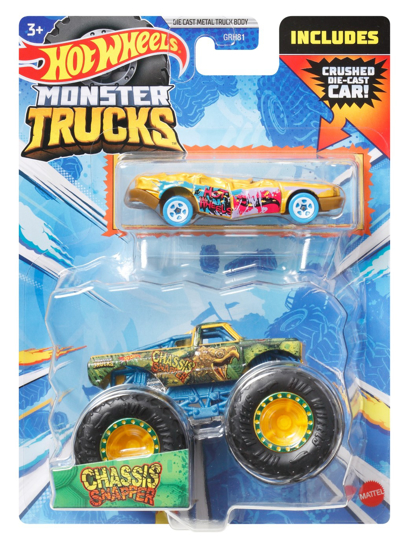 Poza cu HOT WHEELS MONSTER TRUCK SI MASINUTA METALICA CHASSIS SNAPPER