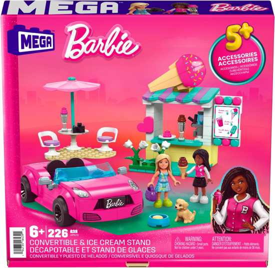 Poza cu BARBIE MEGA BLOKS SET DE JOACA MASINA DECAPOTABILA SI STAND DE INGHETATA