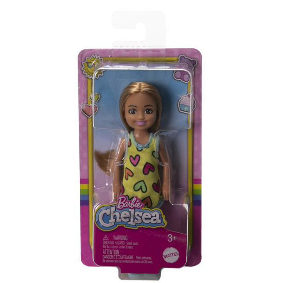 Poza cu BARBIE PAPUSA CHELSEA BLONDA CU ROCHITA GALBENA CU INIMIOARE