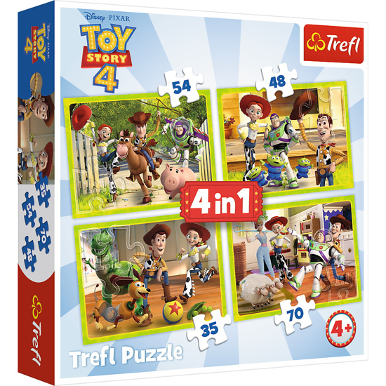 Poza cu PUZZLE TREFL 4IN1 EROII TOYSTORY4 IN ACTIUNE
