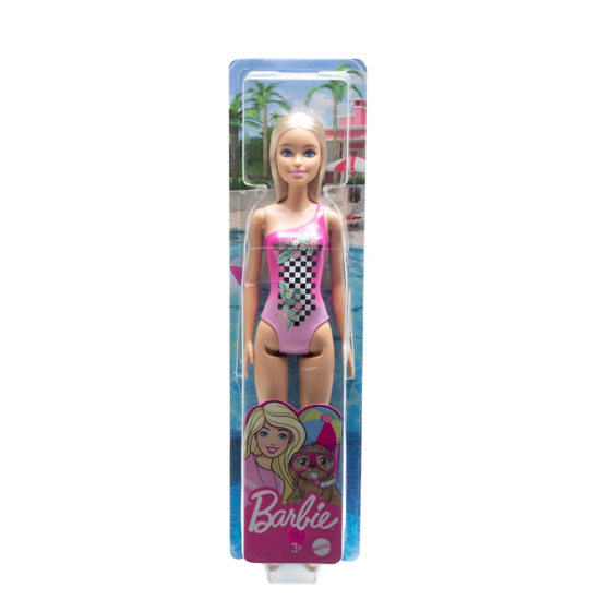 Poza cu PAPUSA BARBIE BLONDA CU COSTUM DE BAIE ROZ