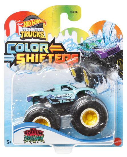 Poza cu HOT WHEELS MONSTER TRUCK CAMION PODIUM CRASHER CU CULORI SCHIMBATOARE SCARA 1:64