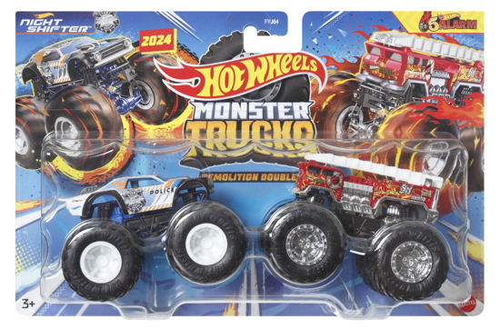 Poza cu HOT WHEELS MONSTER TRUCK SET 2 MASINI SCARA 1 LA 64 NIGHT SHIFTER