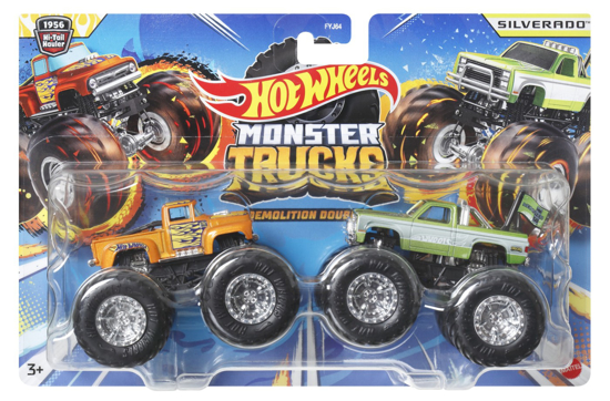 Poza cu HOT WHEELS MONSTER TRUCK SET 2 MASINI SCARA 1 LA 64 HI-TAIL HAULER SI SILVERADO