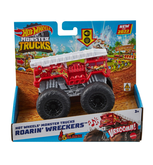 Poza cu HOT WHEELS MONSTER TRUCK ROARIN WRECKERS 5ALARM CU FUNCTII SI SUNETE SCARA  1:43