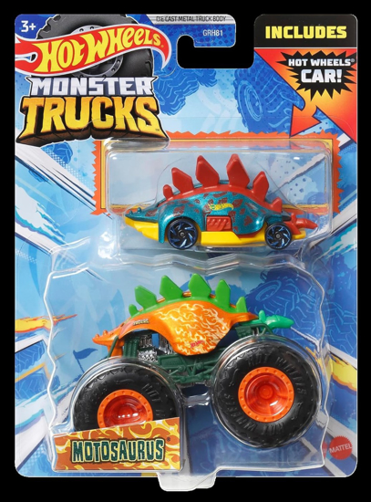 Poza cu HOT WHEELS MONSTER TRUCK SI MASINUTA METALICA MOTOSAURUS