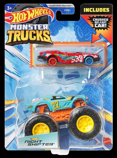 Poza cu HOT WHEELS MONSTER TRUCK SI MASINUTA METALICA NIGHT SHIFTER