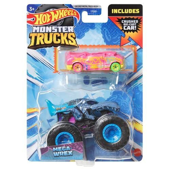 Poza cu HOT WHEELS MONSTER TRUCK SI MASINUTA METALICA MEGA WREX