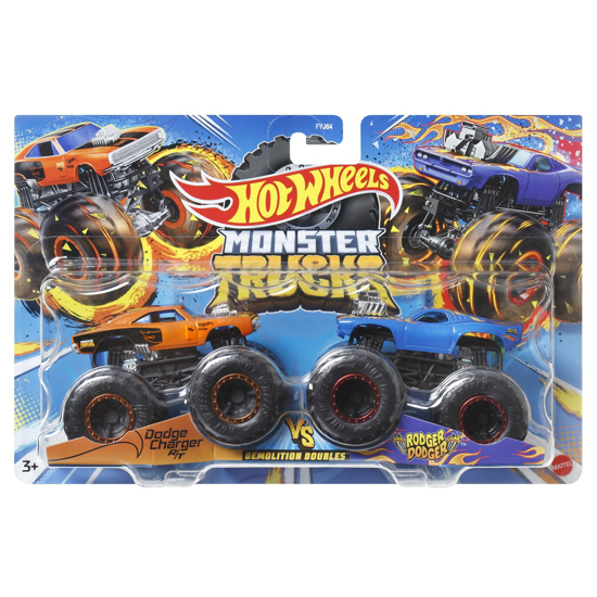 Poza cu HOT WHEELS MONSTER TRUCK SET 2 MASINI SCARA 1 LA 64 DODGER CHARGER SI RODGER DODGER