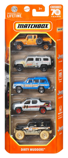 Poza cu MATCHBOX SET 5 MASINUTE METALICE MBX DIRTY MUDDERS SCARA 1:64
