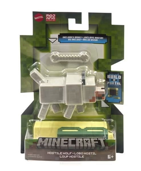 Poza cu MINECRAFT CRAFT A BLOCK FIGURINA STRONGHOLD HOSTILE WOLF 8CM