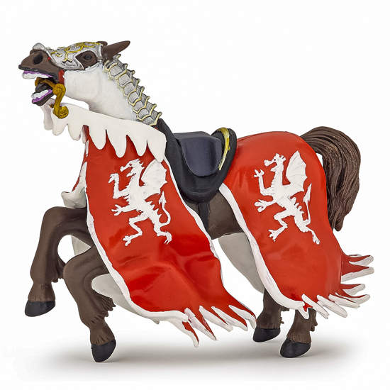 Poza cu PAPO FIGURINA CALUL REGELUI CU BLAZON DRAGON ROSU