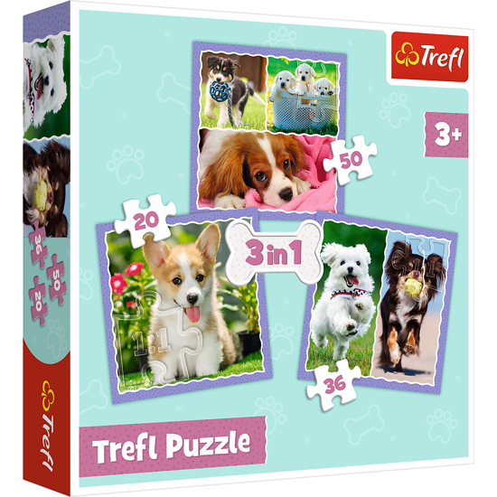 Poza cu PUZZLE TREFL 3IN1 CATELUSII ADORABILI