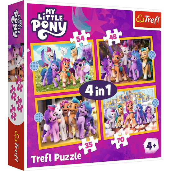 Poza cu PUZZLE TREFL 4IN1 MY LITTLE PONY SA CUNOASTEM PONEII