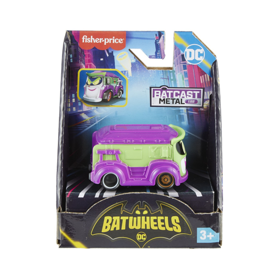 Poza cu FISHER PRICE BATWHEELS MASINUTA METALICA PRANK VANUL LUI JOKER 1:55