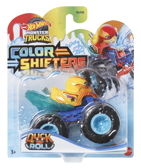 Poza cu HOT WHEELS MONSTER TRUCK CAMION DUCK N ROLL CU CULORI SCHIMBATOARE SCARA 1:64