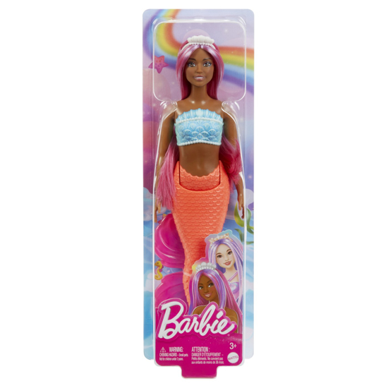 Poza cu BARBIE DREAMTROPIA PAPUSA SIRENA CU PAR MAGENTA SI COADA PORTOCALIE