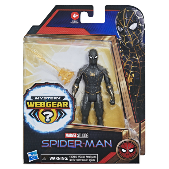 Poza cu SPIDER-MAN MYSTERY WEBGEAR FIGURINA SPIDER-MAN IN COSTUM NEGRU SI AURIU 15CM