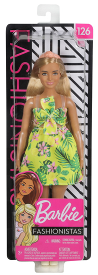 Poza cu PAPUSA BARBIE FASHIONISTA BLONDA CU ROCHITA VERDE INFLORATA