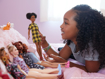 Poza cu PAPUSA BARBIE FASHIONISTA CU ROCHITA IN CAROURI